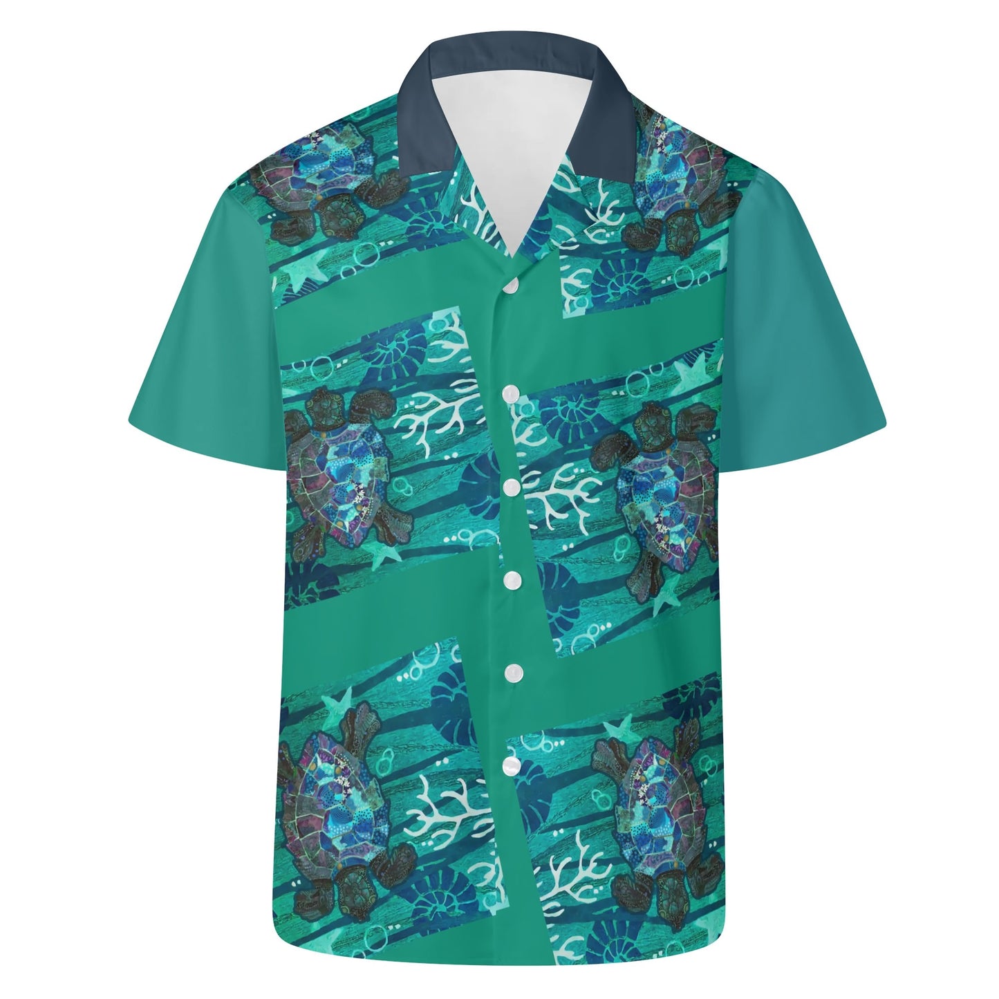 Mens All Over Print Casual Hawaiian Shirt Sea Turtle