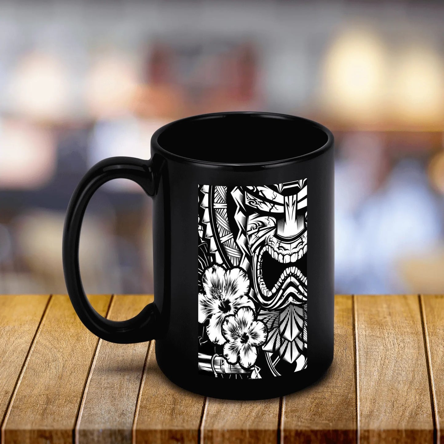 Black Hawaiian Ceramic Mug (15 oz)