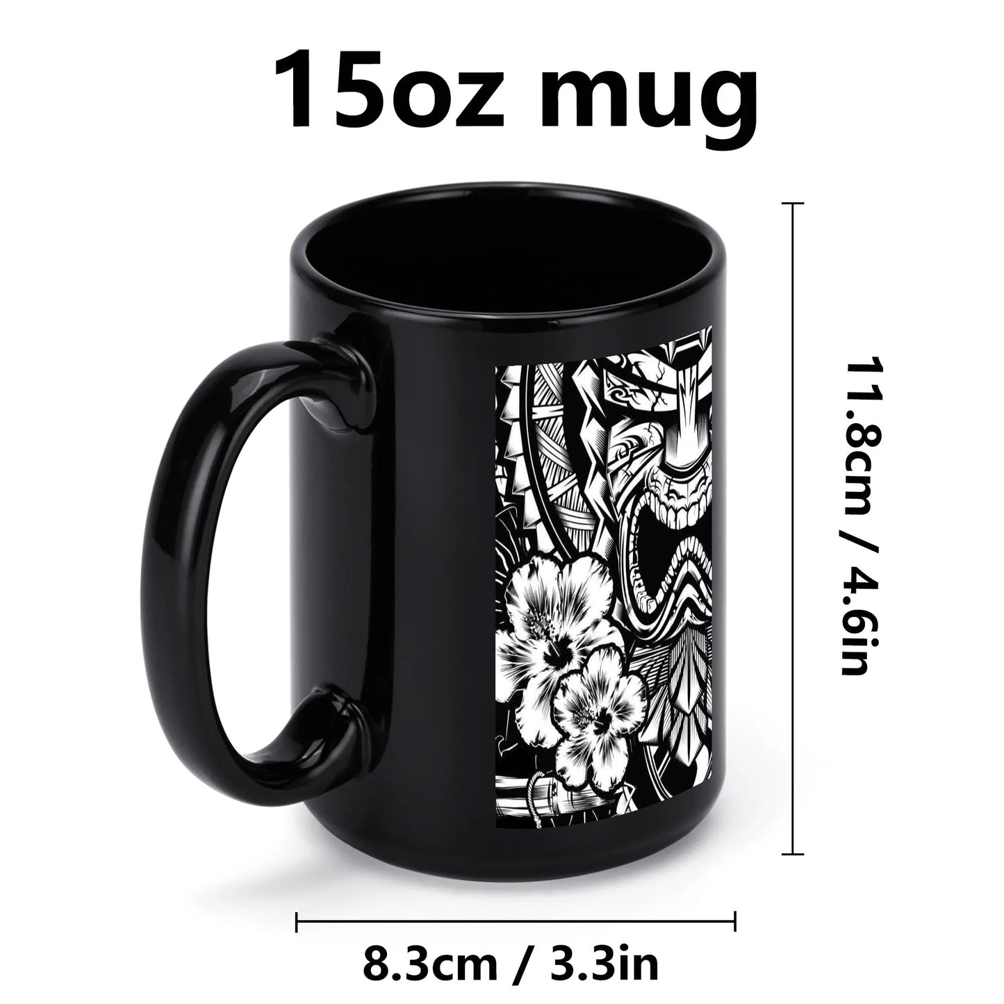 Black Hawaiian Ceramic Mug (15 oz)