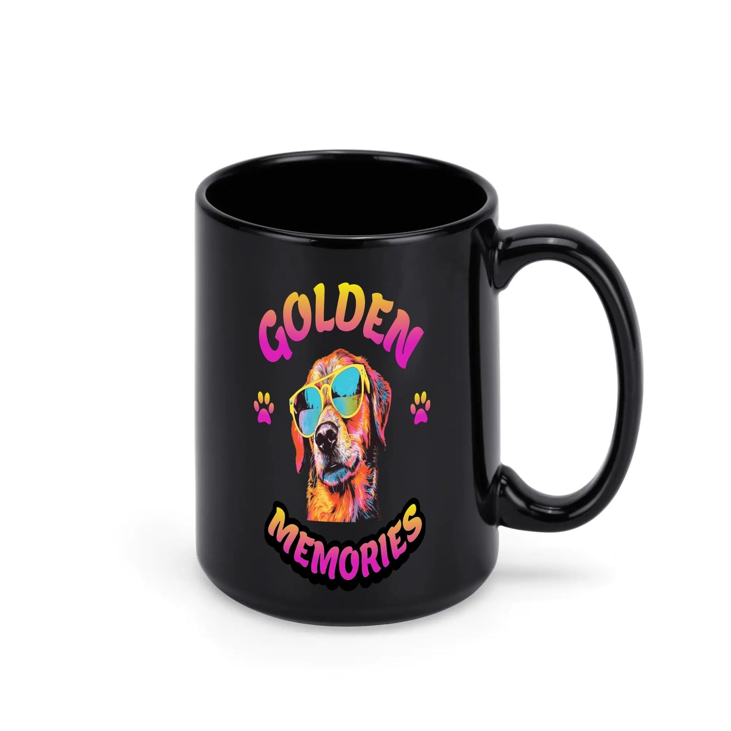 Black Ceramic Mug (15 oz) Golden Memories