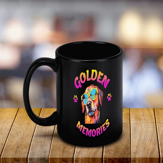 Black Ceramic Mug (15 oz) Golden Memories