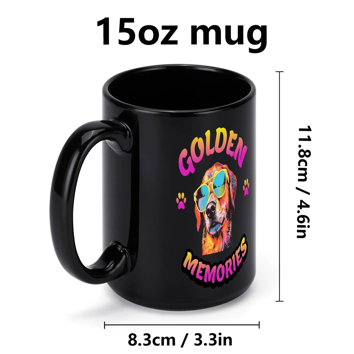 Black Ceramic Mug (15 oz) Golden Memories