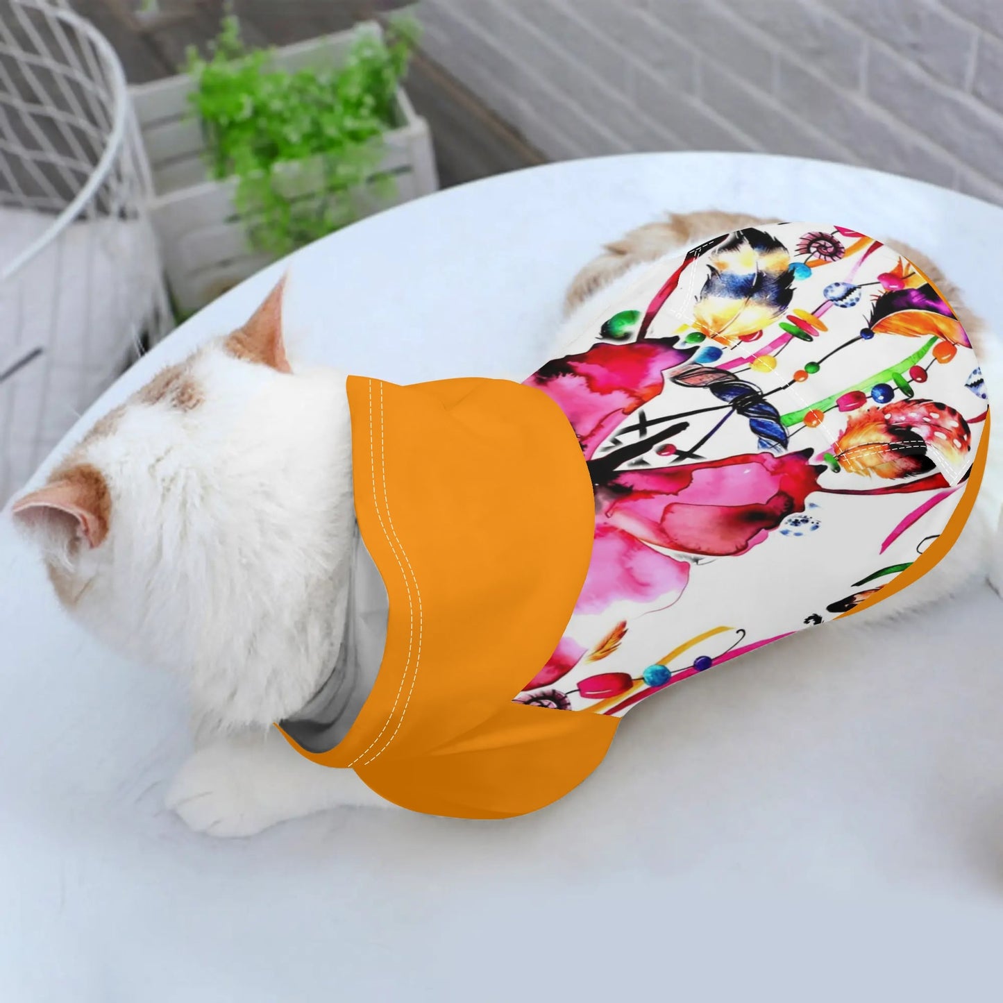 Pet Pullover in Orange with butterfly