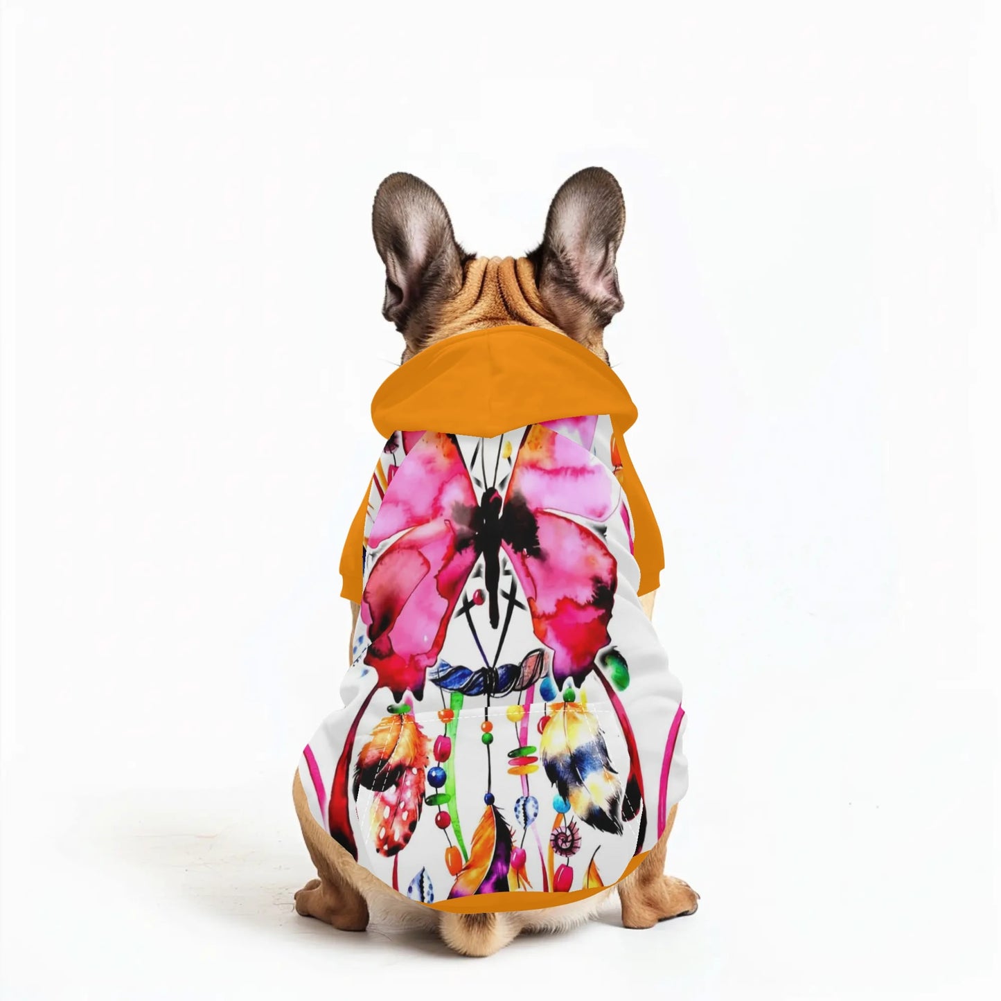 Pet Pullover in Orange with butterfly