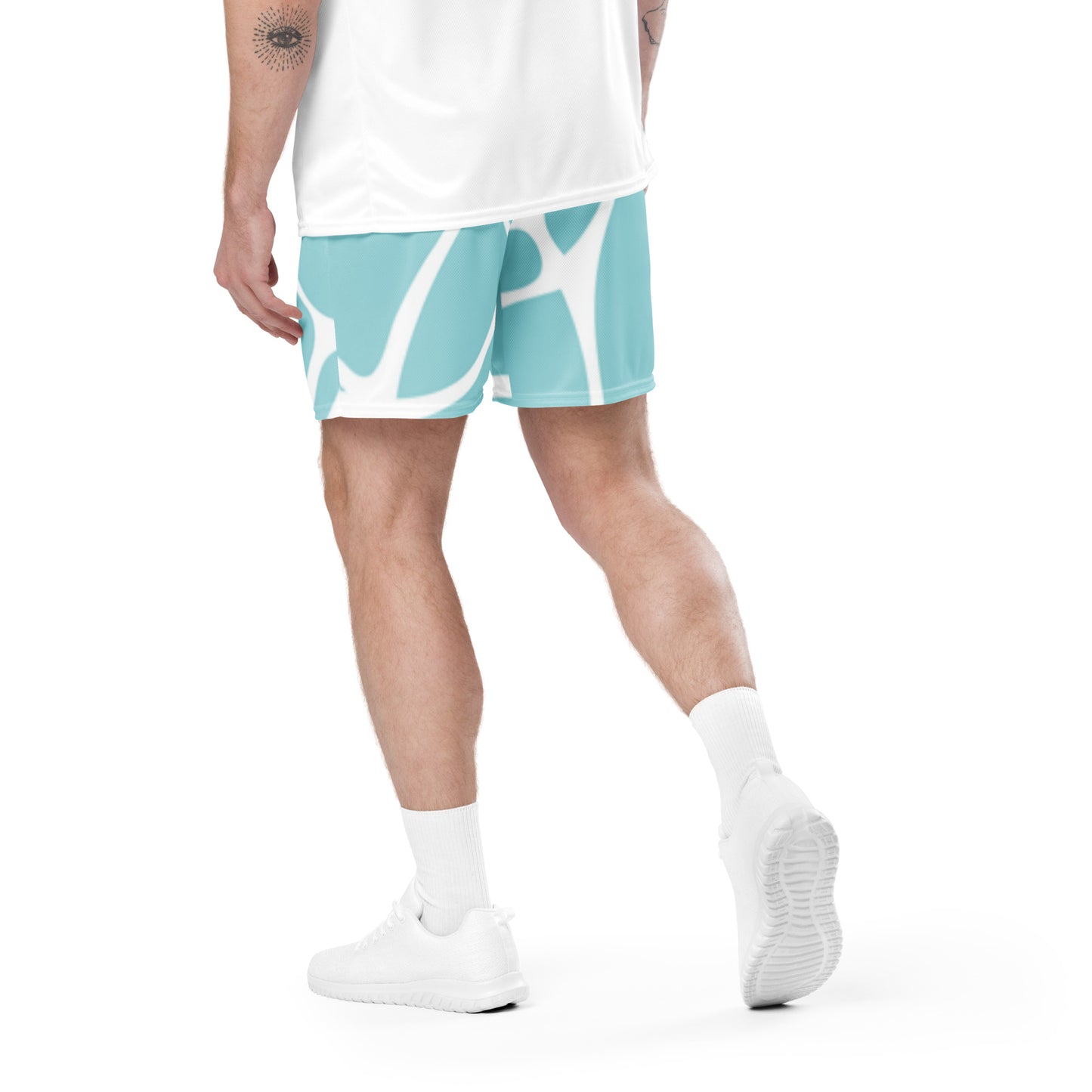 Ocean blue with design Unisex mesh shorts