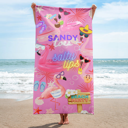 Beach Towel Pink Flamingo