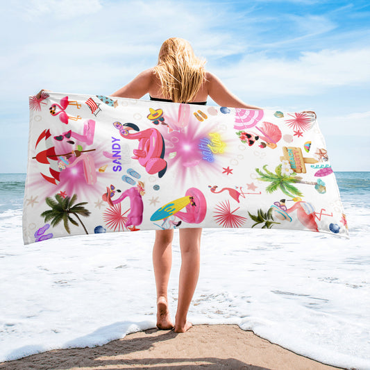 Beach Pink flamingo party Towel